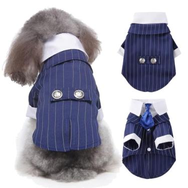 Imagem de QBLEEV Fantasia de terno preto para cães, fantasia de Halloween com gravata borboleta, camisa formal de smoking Boston, fantasia de noiva escura de gato, roupas de casamento de príncipe para cachorros