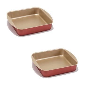 Imagem de Kit 02 Assadeiras Tabuleiro Quadrada Cereja 01 2.4L - MARCOLAR
