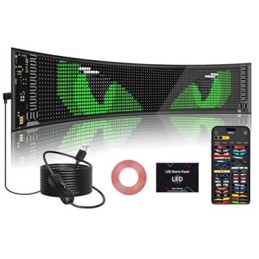 Imagem de 1 peça de luz LED com olhos de diabo para carros, 58,4 cm x 12,7 cm, pára-brisa, tela de LED animada programável, luz LED de rolagem para carro, caminhão, janelas, decoração de festivais