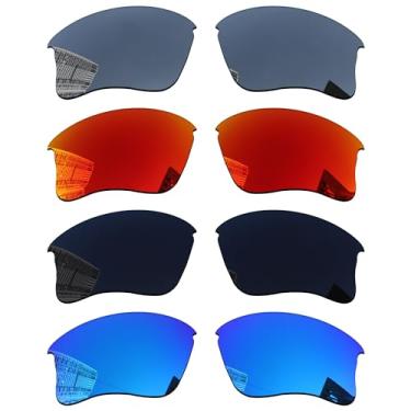 Imagem de Acefrog Lentes de reposição polarizadas de 1,8 mm para óculos de sol Oakley Flak Jacket XLJ OO9009, material atualizado, policarbonato 4 pares preto escuro + prata estrela + céu de inverno + laranja