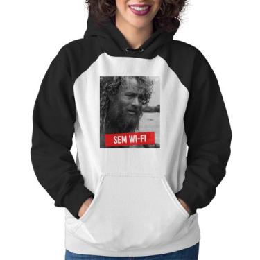 Imagem de Moletom Feminino Sem Wi-Fi - Foca na Moda, Branco, Preto, GG