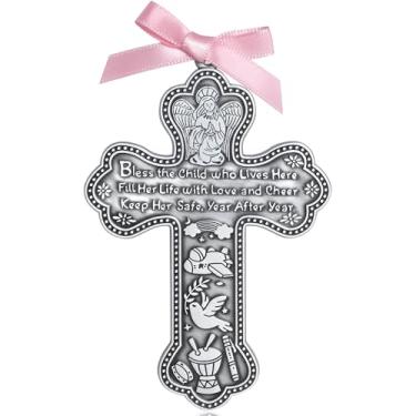 Imagem de Conjunto de presentes de batismo de bebê para meninas, inclui cruz de parede batismal, livro de histórias de bebê emocionante em caixa de presente de lembrança, presente para o Oriente, Natal, bebê