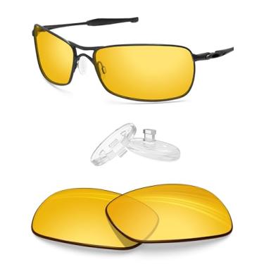 Imagem de BlazerBuck Lentes de reposição anti-sal e almofada de nariz para Oakley Crosshair 2.0 OO4044 - Amarelo de alta intensidade