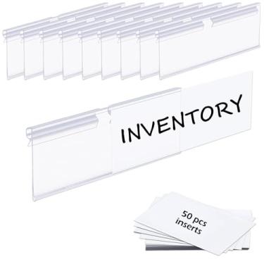 Imagem de 50 peças de etiquetas de cesto com encaixe, etiquetas de preço de prateleira de arame de plástico transparente, etiquetas para caixas de armazenamento, suporte de exibição de sinal de mercadoria, 50
