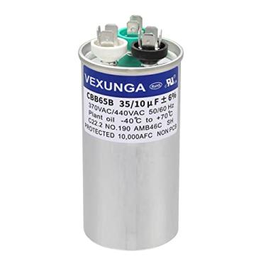 Imagem de VEXUNGA 35/10 Uf 35+10 Mfd 370Vac Ou 440Vac Dual Run Start Round Capacitor A/C Cbb65 Cbb65B Capacitores De Ar Condicionado Para Partida De Motor De Ventilador De Unidade De Ca Ou Bomba De Calor Ou C