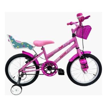 Imagem de Bicicleta Infantil Aro 16 Feminina + Cadeirinha + Rodinhas - Route Bik