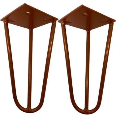 Imagem de Kit 02 Pés de Ferro Aço Hairpin Legs 15 cm Bronze A01 Sofá Móveis Mesa
