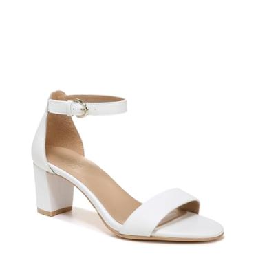 Imagem de Naturalizer Sandália feminina Vera com tira no tornozelo e salto bloco, Couro branco, 37