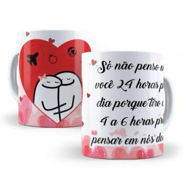 Imagem de Caneca de Cerâmica Branca 325ml Flork Namorados - Mecolour