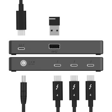Imagem de SABRENT Hub Thunderbolt 4 com carregamento de 60 W para laptops, base USB-C, suporta 2 monitores 4K 60Hz ou 1 x 4K 144Hz (DP Alt Mode), monitor 5K/6K/8K@60Hz (DSC), cabo TB4 certificado de 15,7" incluído (HB-TBT4)