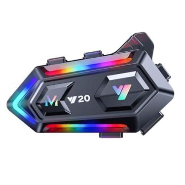 Imagem de Fone de ouvido bluetooth para capacete à prova d'água com luzes coloridas deslumbrantes e subwoofer para capacete com voz inteligente (Duro)