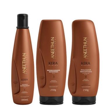 Imagem de Aneethun Kera System Kit Shampoo Recondicionador e Finalizador Termoat