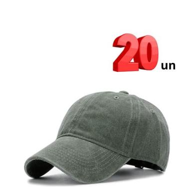 Imagem de Boné Aba Curva Sarja Lavado Liso Old Desbotado Praia Dad Hat 20 Unidad