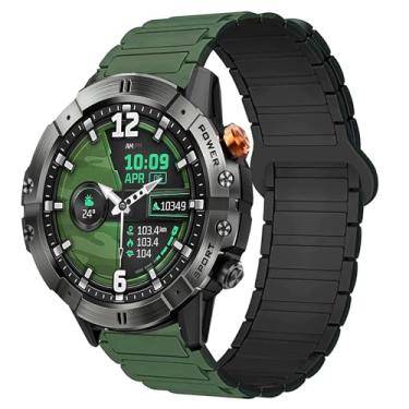 Imagem de Lamshaw Pulseira de relógio inteligente militar DEKELIFE, pulseira magnética esportiva de silicone forte compatível com DEKELIFE C28, AK57, G39 Pro Smart Watch (verde, pulseira de tamanho de 22 mm)