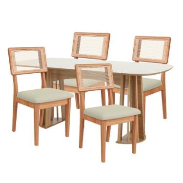 Imagem de Conjunto de Jantar Mesa 4 Cadeiras MDF Freijó/Cesare Escuro - Dallacos