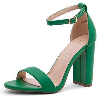 Imagem de Herstyle Rosemmina - Sandálias de salto alto para mulher, com alça no tornozelo e biqueira aberta para vestido, verde, 43 EU