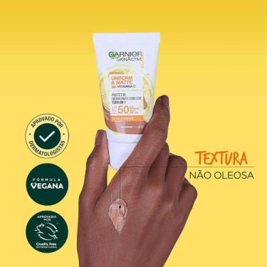 Imagem de Protetor Hidratante Facial Garnier Uniform Matte Vitamina C FPS 50 Cor