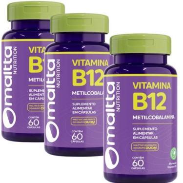 Imagem de Kit 3x Vitamina B12 Metilcobalamina Suplemento 180 Cápsulas - Duom, Vi