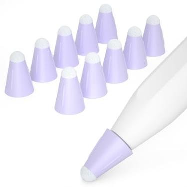 Imagem de AZF Pacote com 10 capas para Apple Pencil Tips, capa de ponta de fibra de silicone para Apple Pencil 2ª geração e 1ª geração e Apple Pencil Pro/USB-C, capa protetora antiderrapante (lavanda roxa)