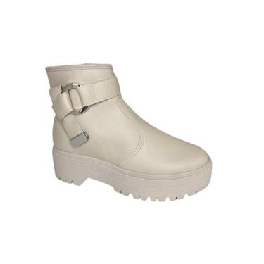 Imagem de Bota Feminina Moleca Off White Tratorado com Zíper Lateral - Conforto e Estilo | 5351.103