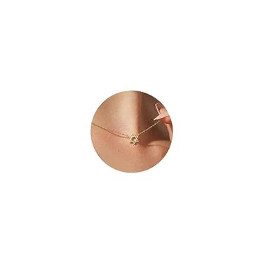Imagem de LLWOM Colar delicado de lua e estrela para mulheres, girassol preenchido com ouro 14K, chifre italiano, sol e estrela de Davi - joia minimalista elegante, Latão, Sem Pedra Preciosa