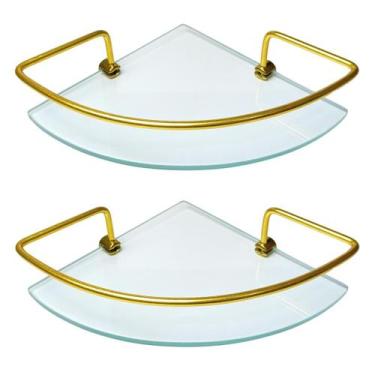 Imagem de Kit C/ 2 Porta Shampoo de Canto Dourado Com Vidro Incolor  - FLORENCE,