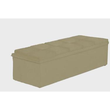 Imagem de Calçadeira Solteiro Baú Havai 90cm Toskana Suede Bege - ds Estofados