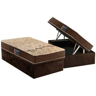 Imagem de Conjunto Box Baú Solteiro: Colchão Espuma Anjos D28 Confort + Base crc Suede Brown(88x188)