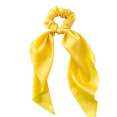 Imagem de Amarelo, feminino, laço de cetim, rabo de cavalo, cachecol, corda de amarrar, elástico, elásticos de cabelo, elásticos e laços, beleza e cuidados pessoais, cuidados com o cabelo, acessórios para o