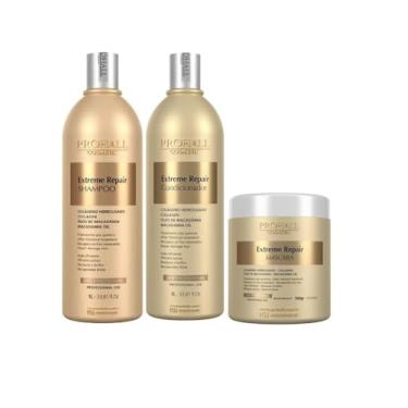 Imagem de Kit Prohall Extreme Repair - Cabelos Com Química, Hidratante 1L - Reparação Intensiva, Zero Frizz, Durável