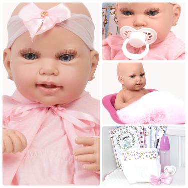 Imagem de Bebe Reborn Menina Corpo de Silicone Banheira Acessórios