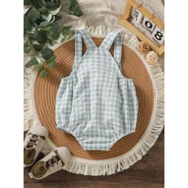 Imagem de Macacão Verde Xadrez para Bebê - Estilo Streetwear Japonês e Coreano, 