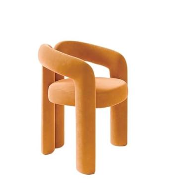 Imagem de XINCHANG Cadeira de maquiagem elegante com amortecimento de pelúcia e moldura estável - perfeita para penteadeira, sala de jantar e áreas de descanso (laranja)