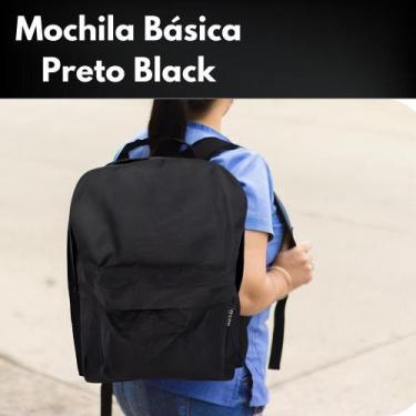 Imagem de Mochila Escolar Passeio Viajem Básica Unisex Preta All Black - Rocie
