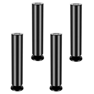 Imagem de XWZFFAI Pés de móveis de aço inoxidável sólido DIY pernas de sofá ajustáveis, coluna de suporte de 30 cm, armário de banheiro substituível, mesa de café, pernas de armário de sapatos, 25 cm, preto