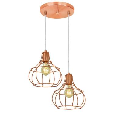 Imagem de Lustre Pendente Duplo Aladim Aramado Cobre