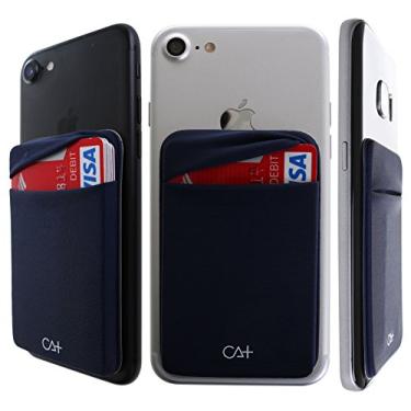 Imagem de CheapsundayAssociationPlus [Dupla segurança] Suporte para cartão de crédito com tampa na carteira discreta porta identidade lycra elastano capas para cartões para smartphones, iPhone Galaxy capa