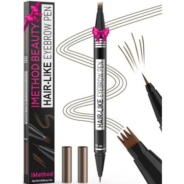 Imagem de iMethod Caneta Para Sobrancelhas Microblading - Lápis De Sobrancelhas Mágico 2 Em 1 Com Ponta Dupla Para Mulheres, Com Ponta Em Forma De 4 Garfos E Ponta De Pincel Ultraprecisa, Cria Sobrancelhas Na