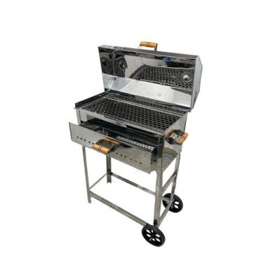Imagem de Churrasqueira Abafo Carrinho Suprema Grande N2 60x29 Inox - GS