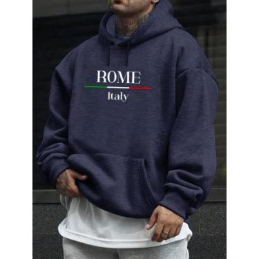 Imagem de Moletom Masculino Basico Estampa Roma Dia A Dia Academia - Qualidade M