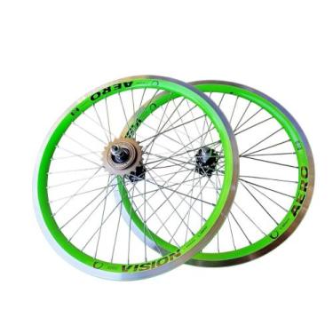 Imagem de Par Rodas Aro 20 Aero Infantil Viper/Vzan Verde Neon 36F Com Catraca. 