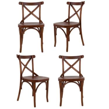 Imagem de Conjunto 4 Cadeiras Madeira Maciça Tauari Cross X Texas Gamma Móveis Castanho