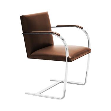 Imagem de Cadeira Brno Escritório Couro Sintético Marrom Barra Chata Cromada Cor Marrom