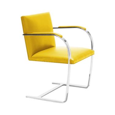 Imagem de Cadeira Brno Escritório Couro Sintético Amarelo Barra Chata Cromada Cor Amarelo