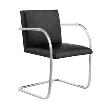 Imagem de Cadeira Brno Couro Natural Preto Tubular Cromada Cor Preto