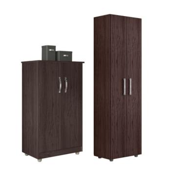 Imagem de Kit 2 Armários Multiuso Organizador Lyon Castanho Escuro