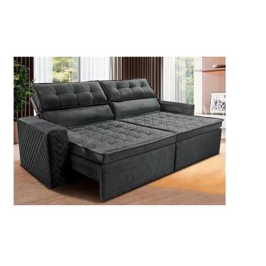 Imagem de Sofá 4 Lugares Cama Inbox Belém Retrátil/reclinável Com 230 Cm De Largura E Revestido Em Suede Velusoft Cinza