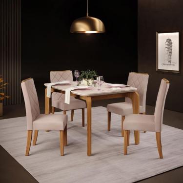 Imagem de Mesa De Jantar Sicília Com 4 Cadeiras Raquel Plus Dj Móveis Ginger/kraft