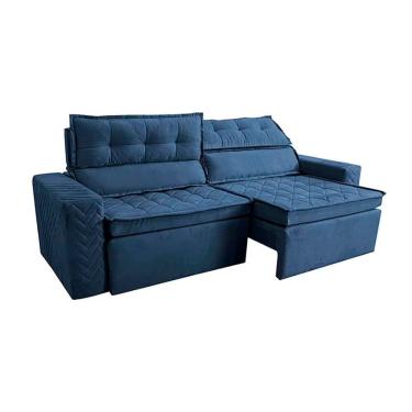 Imagem de Sofá 4 Lugares Cama Inbox Belém Retrátil/reclinável Com 230 Cm De Largura E Revestido Em Suede Velusoft Azul
