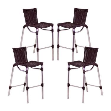 Imagem de 4 Banquetas Em Alumínio Fortaleza Alta Com Encosto Tabaco